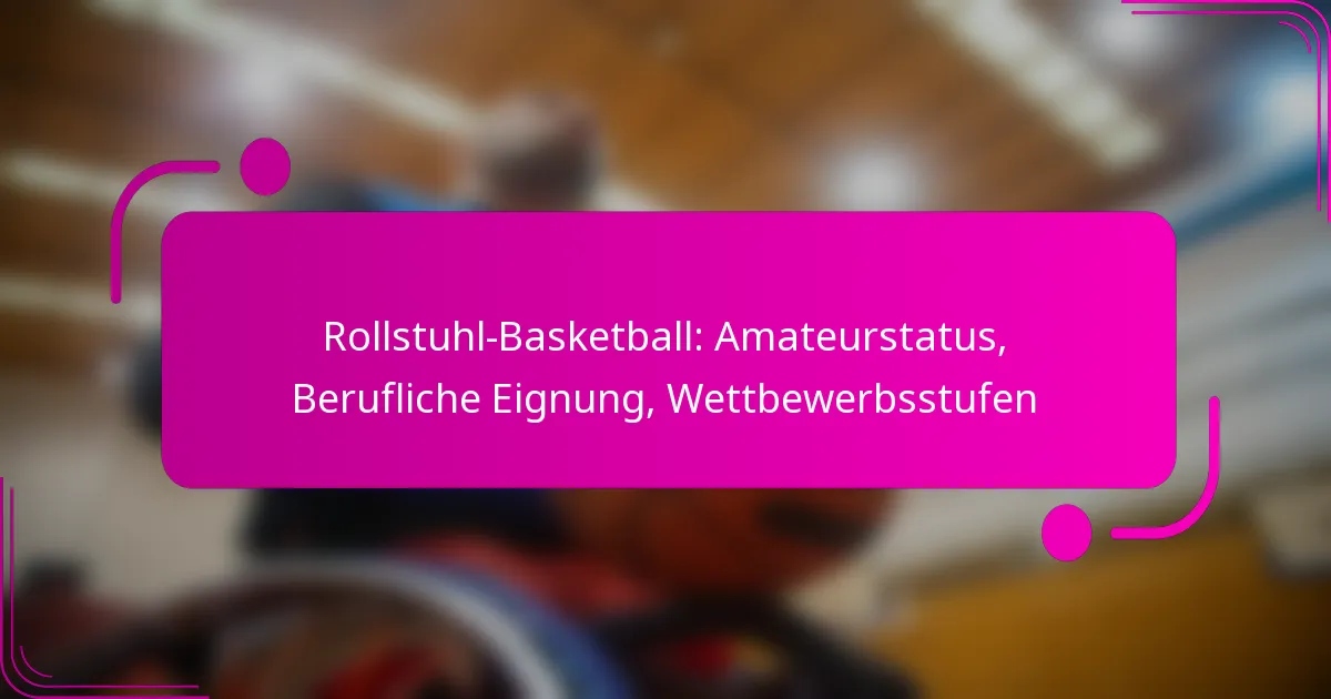 Rollstuhl-Basketball: Amateurstatus, Berufliche Eignung, Wettbewerbsstufen