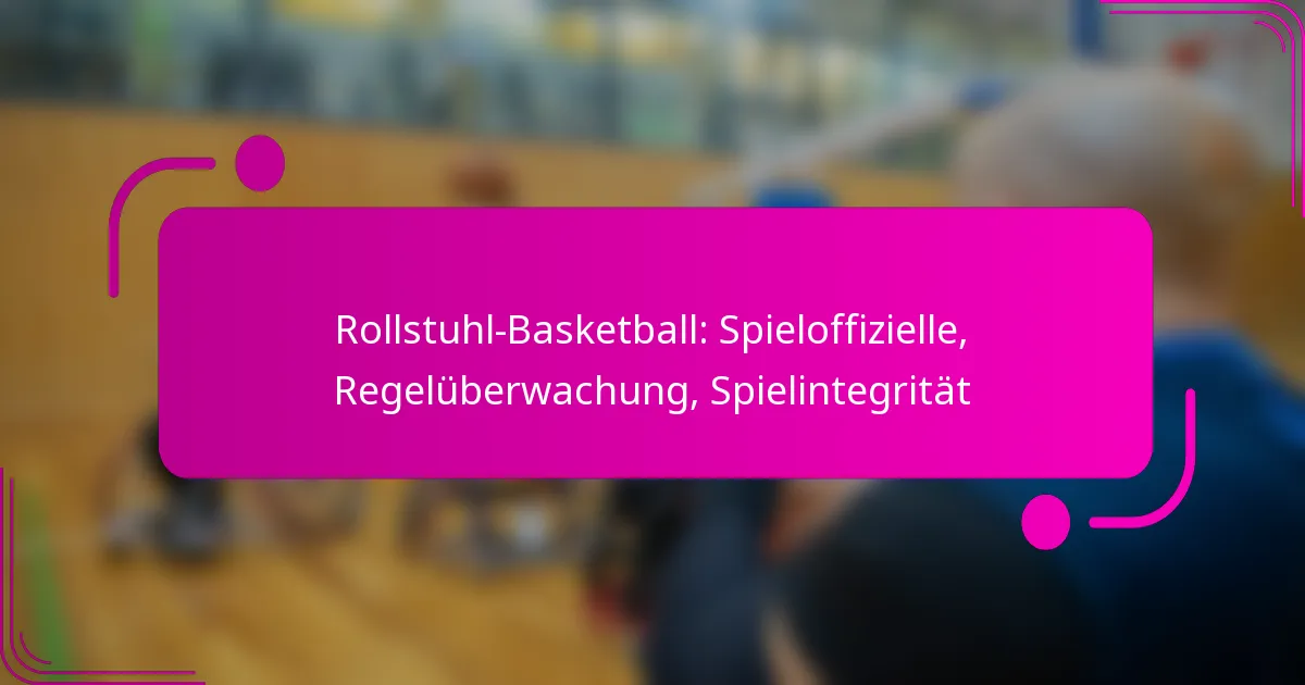 Rollstuhl-Basketball: Spieloffizielle, Regelüberwachung, Spielintegrität
