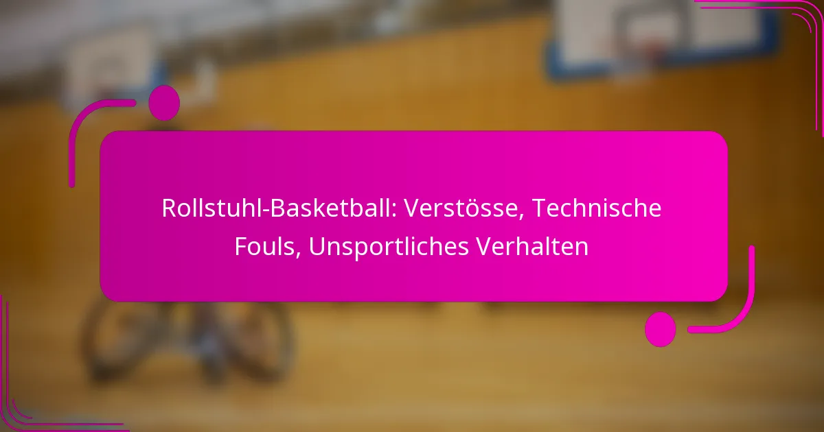 Rollstuhl-Basketball: Verstösse, Technische Fouls, Unsportliches Verhalten