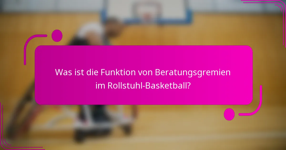 Was ist die Funktion von Beratungsgremien im Rollstuhl-Basketball?