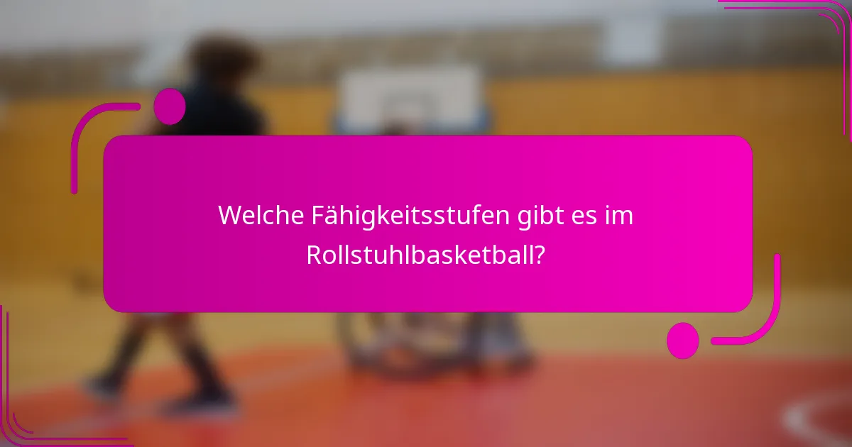 Welche Fähigkeitsstufen gibt es im Rollstuhlbasketball?