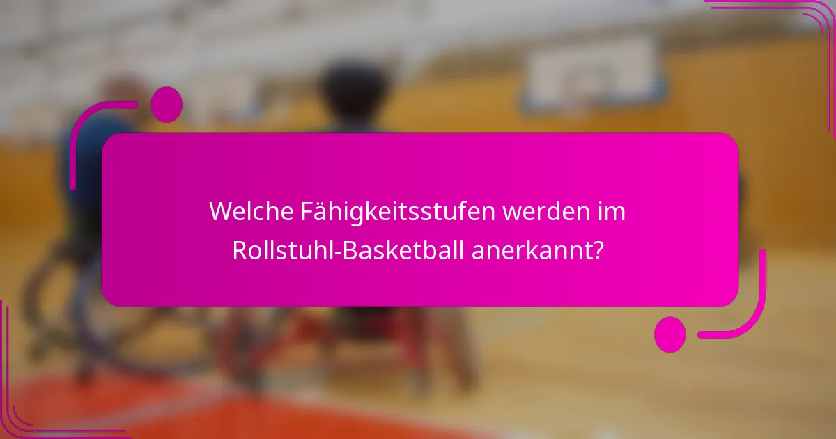 Welche Fähigkeitsstufen werden im Rollstuhl-Basketball anerkannt?