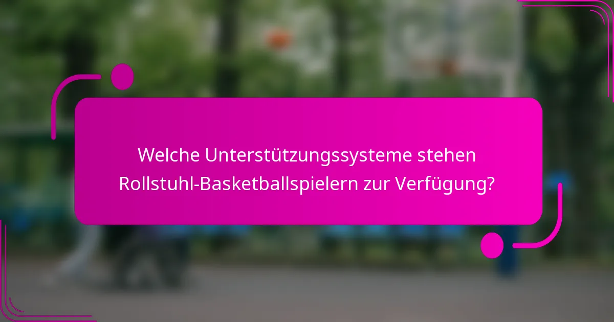 Welche Unterstützungssysteme stehen Rollstuhl-Basketballspielern zur Verfügung?