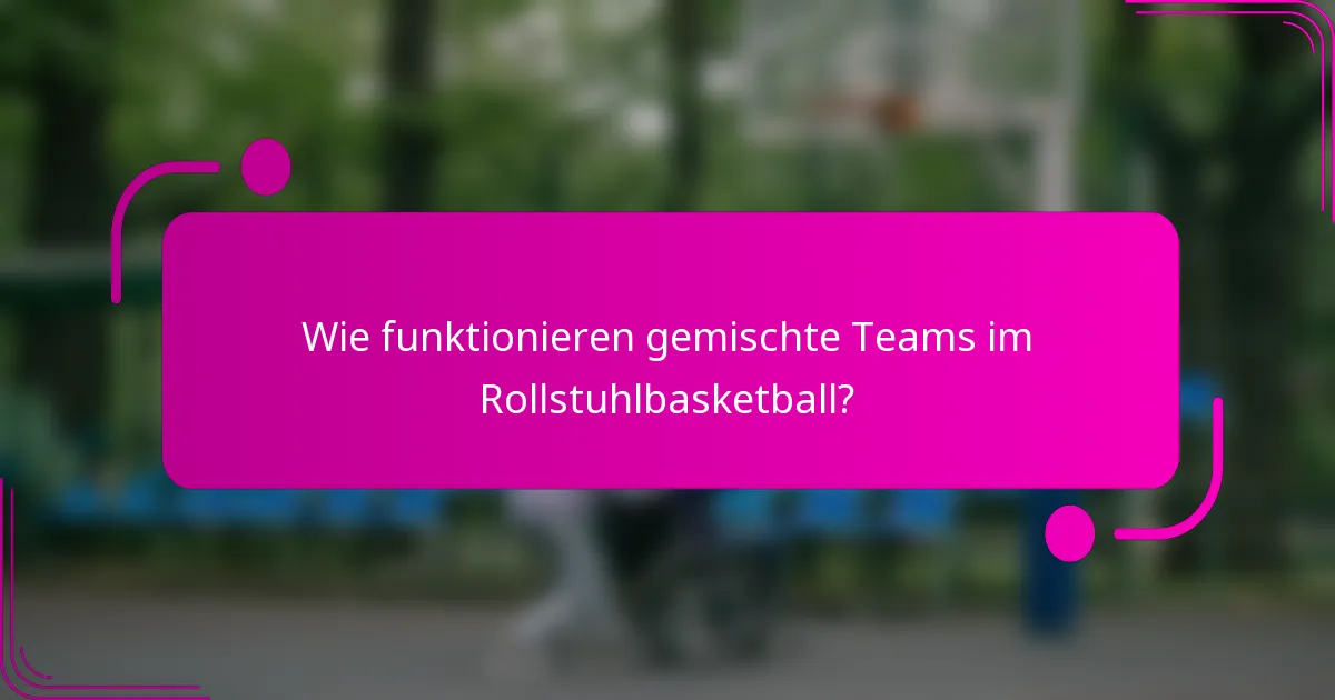 Wie funktionieren gemischte Teams im Rollstuhlbasketball?